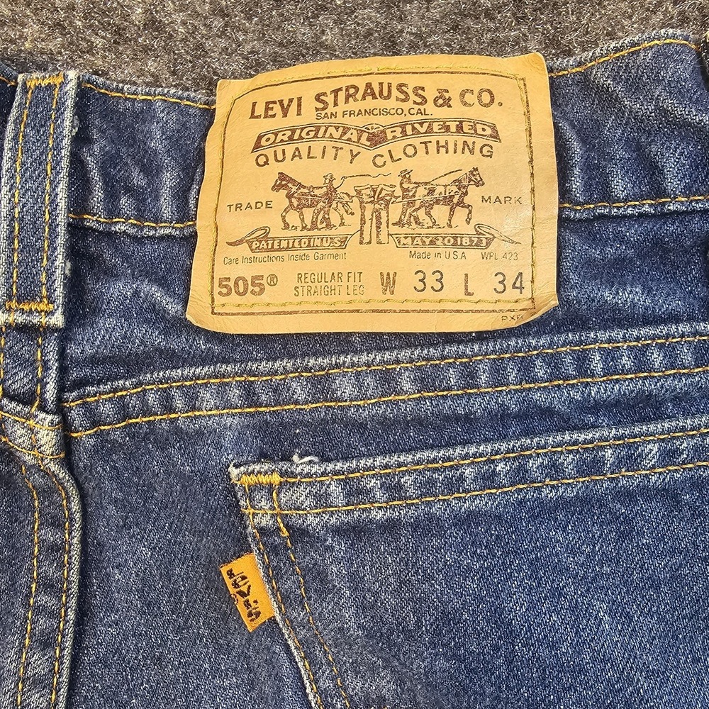 Vintage Levi's 505 Orange Tab USA Mens 33x34 Distressed Straight Leg Jeans - Picture 5 of 12